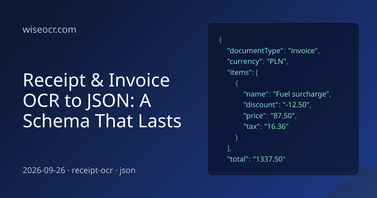 Receipt & Invoice OCR to JSON: A Schema That Lasts